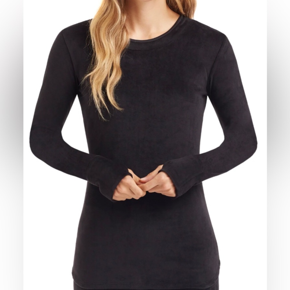 MAKE OFFER! Snuggle Up! Cuddl Duds Black Double Plush Velour Top